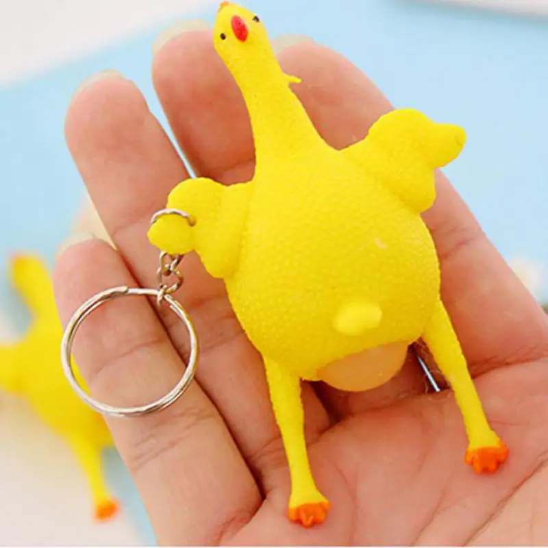 Забавный шалость курица Новинка антистресс цыпленок отложите Яйца Брелок
