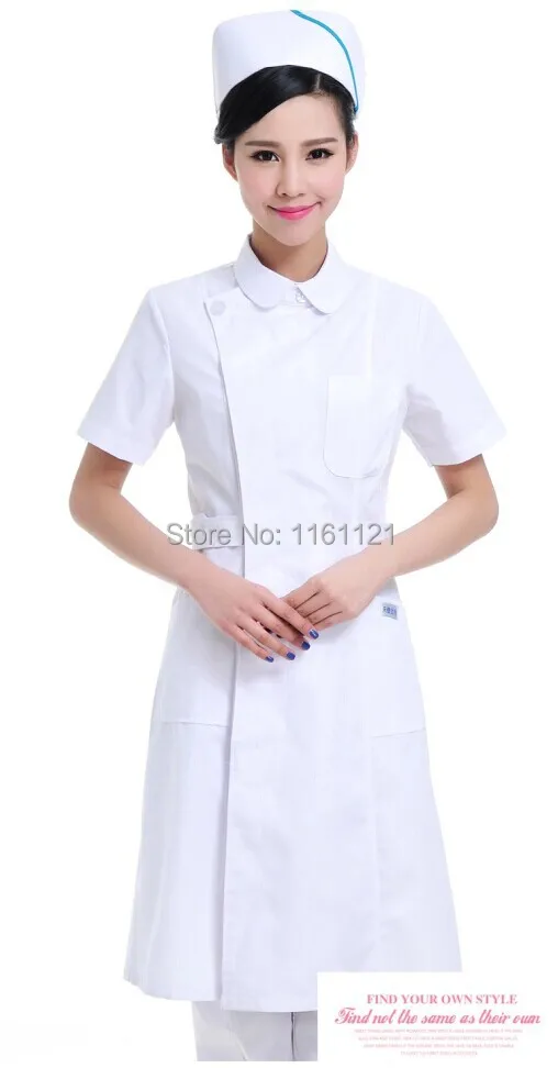 2015 New Limited Women Woven Summer Women's Nurse Working Uniform for Work In Hospital Lab Coat Long Gown Short Sleeve Color |