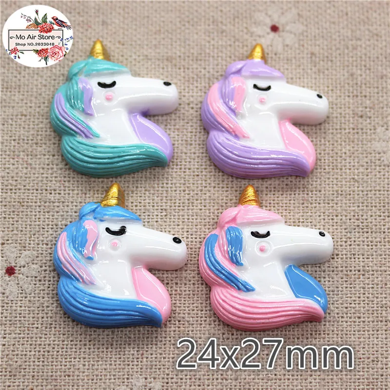 

10pcs unicorn cartoon animal mix color Resin Flat back Cabochon Art Supply Decoration Charm Craft