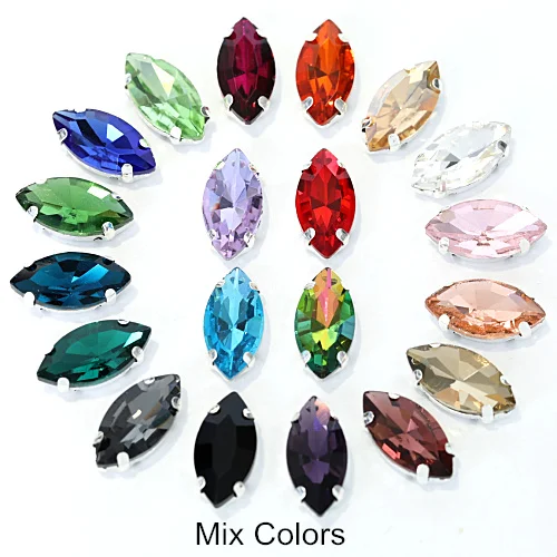 Mixed Colors Высококачественные красивые стеклянные стразы с кристаллами в виде листьев, стразы с серебряными когтями для свадебного платья B1259 - Цвет: Mixed Colors