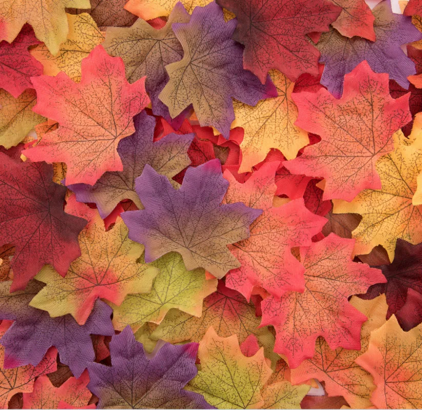 

200Pcs/lot Artificial Silk Maple Leaves Multicolor Fake Fall Leaf Art Scrapbooking Gift Box Home Wedding Party Decoration Craft