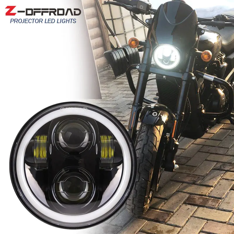 Для Dyna 5 3/4 &quotчерный светильник для проектора головы с белым DRL Halo Angle Eyes