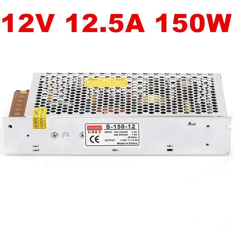 Фото 150W 12V 12.5A импульсный источник Светодиодные ленты светильник AC DC - купить