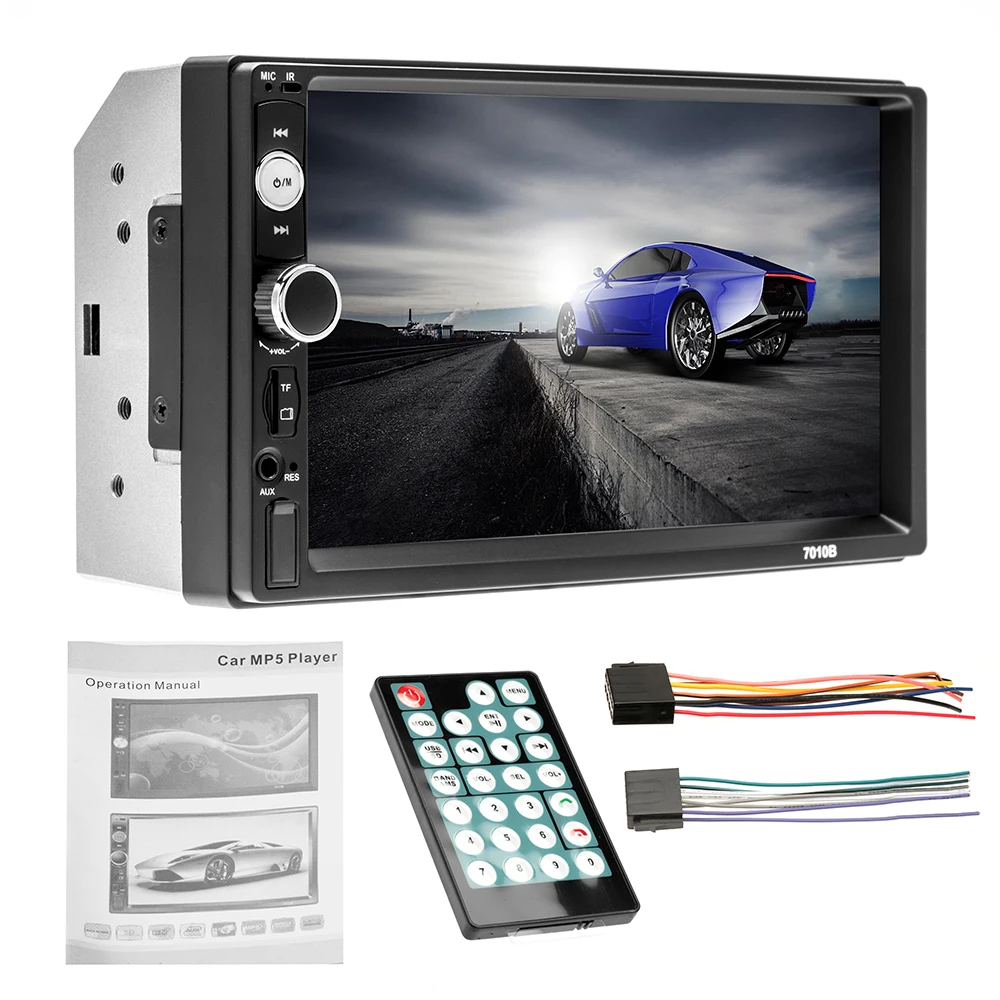

AMPrime 2 Din Car Radio 7" Touch Screen Car Audio Stereo Video Multimedia MP5 Player FM/USB/AUX/Bluetooth Camera 7010B Universal