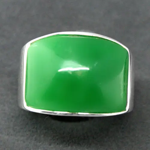 

Fashion 7X20mm Green Jades 925 Sterling Silver Man Woman's Ring 7/8/9/10