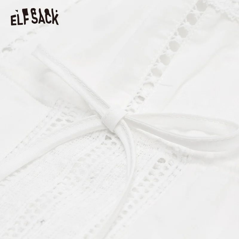 ELFSACK хлопковые женские платья элегантные белые вечерние модные трапециевидные с