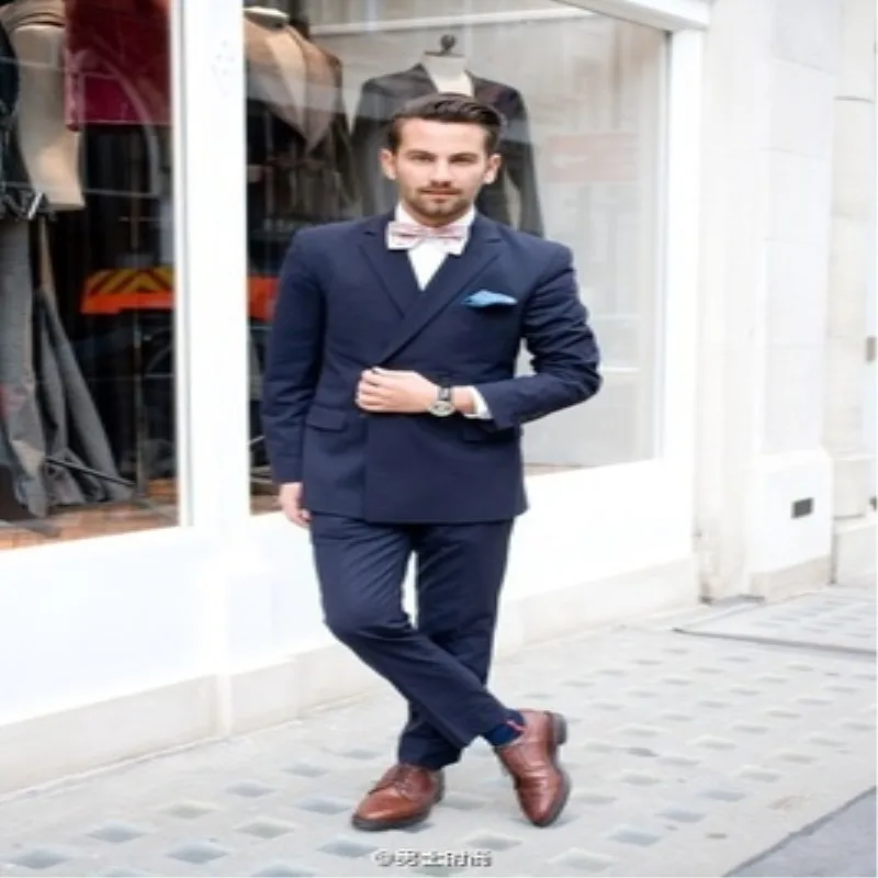 Groom Business Double Breasted Casual Slim Fit Men's Suit Hot Sale Tuxedo Wedding Party Formal (Jacket + Pants) | Мужская одежда