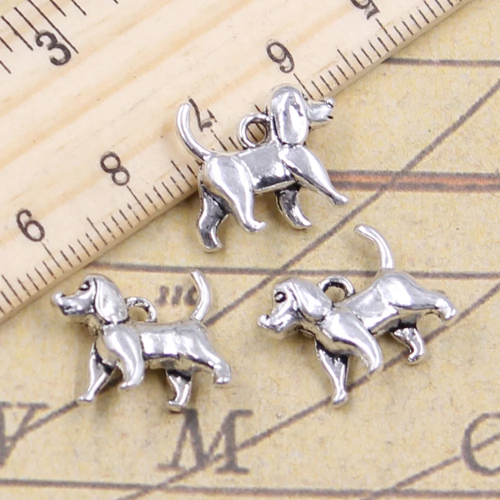 

15pcs Charms Lovely 3D Dog 13x17mm Antique Silver Color Pendants Making DIY Handmade Tibetan Finding Jewelry For Bracelet