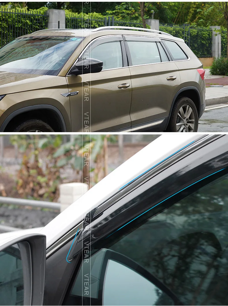 Vtear для Skoda Kodiaq шкода кодиак ветровики на окна автомобиля аксессуары для автомобиля, защита от дождя, окно, козырек, дефлекторы, тент, отделка, внешняя, авто-Стайлинг, защита от солнца, дождь