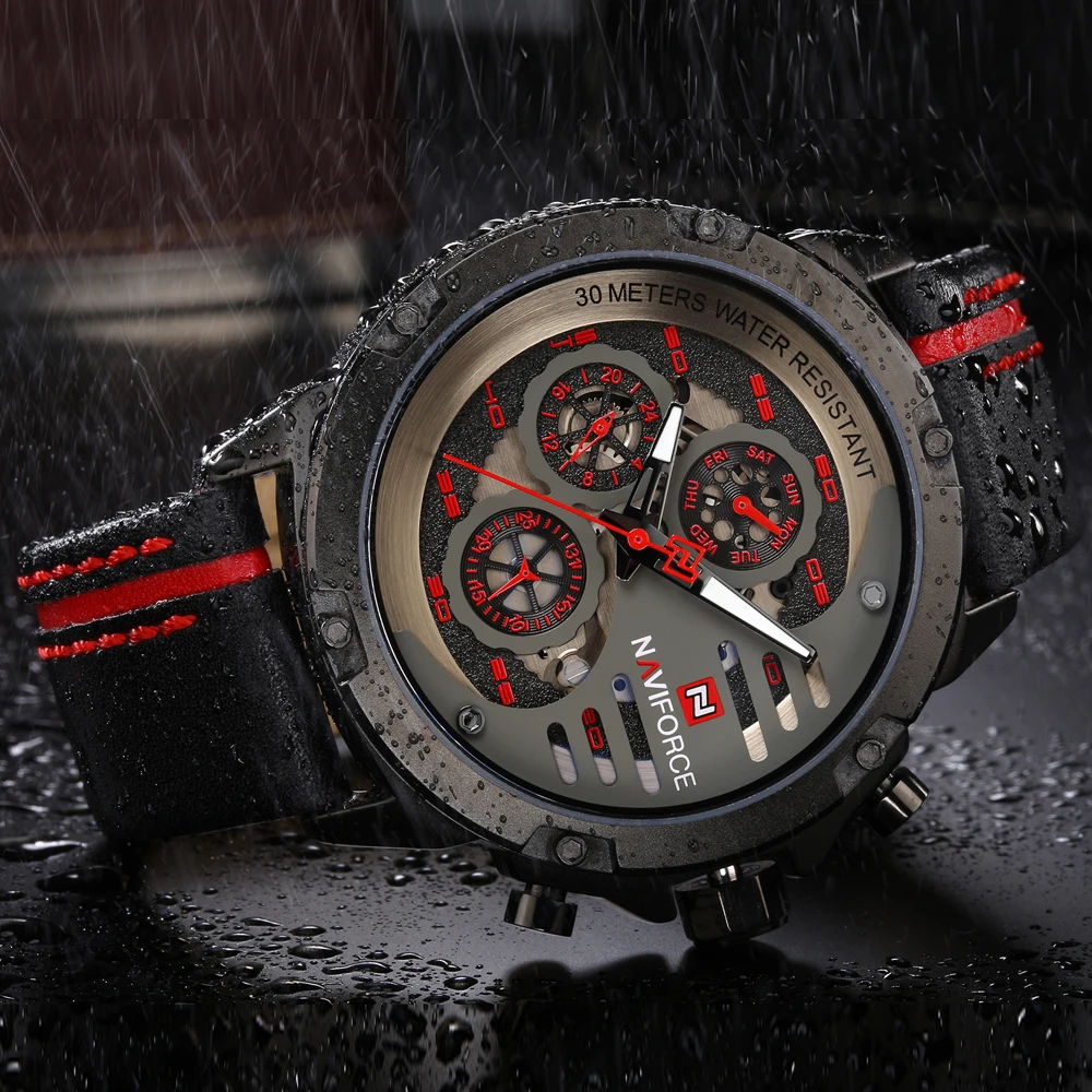 NAVIFORCE мужские спортивные часы Лидирующий бренд мужские s 24 часа недели аналоговые с указанием даты военные кварцевые наручные часы кожаные часы Relogio Masculino