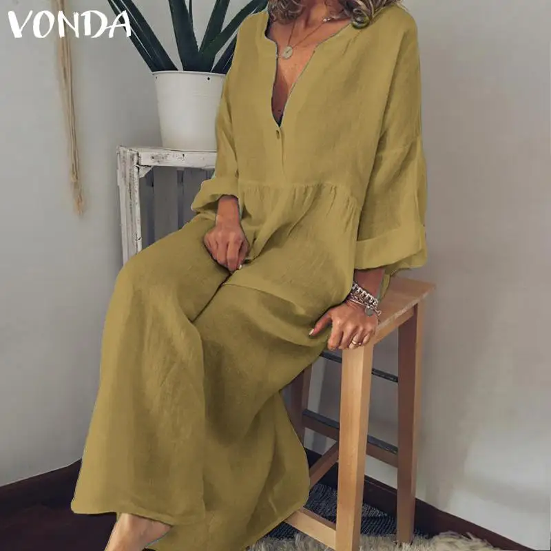 VONDA/летние платья 2020 большие размеры сексуальное винтажное длинное платье макси