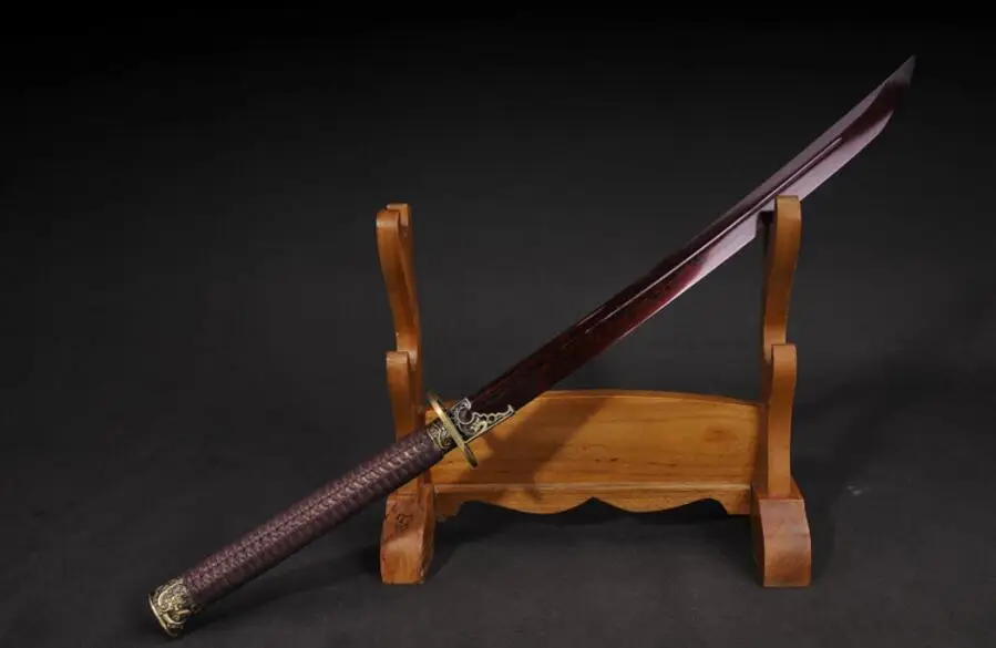 Китайский Меч сабля красное лезвие крови складной нож из дамасской стали|knives