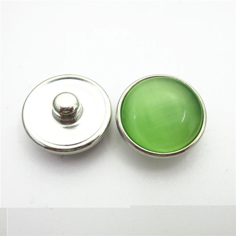 

50pcs/lot Green Opal Cat's Eye Snap Buttons fit 18mm Snap Bracelet&Bangles Jewelry DIY Snap Pendants Jewelry Ginger Buttons
