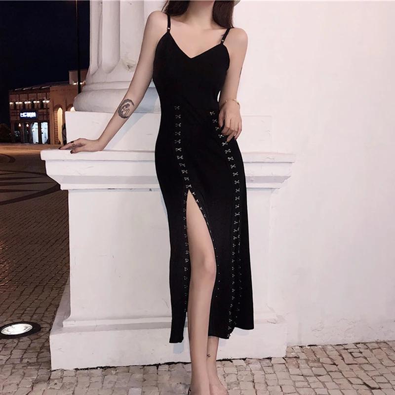 Женское платье без бретелек черное офисное с плиссированными кнопками | Женская