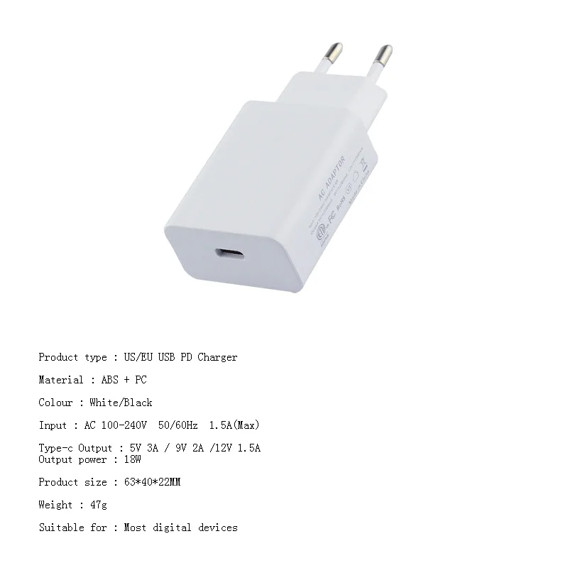 QUEEFISH 18 Вт USB C PD зарядное устройство samsung type c 3 0 Быстрая зарядка для huawei Путешествия