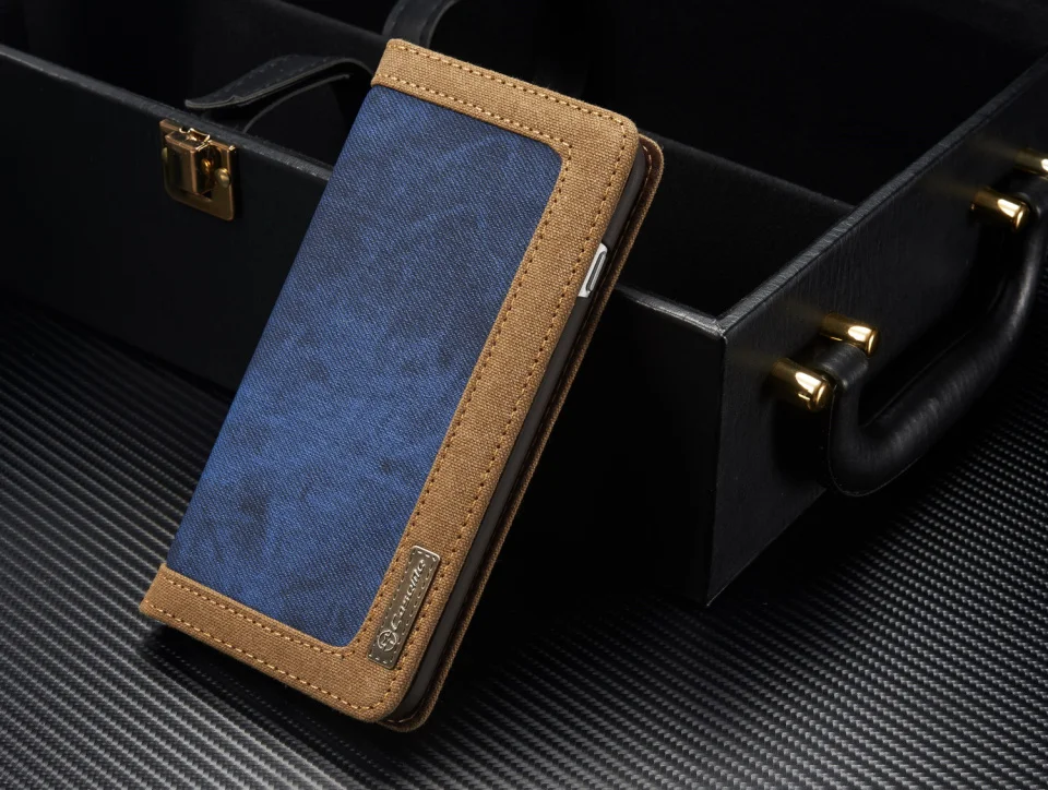 Кожаный чехол из холщовой ткани для iPhone 7, 8, 6, 6s Plus, 5S, SE, магнитный откидной Чехол-бумажник для samsung Galaxy S9, S8/Plus, S7, S6 Edge, чехол