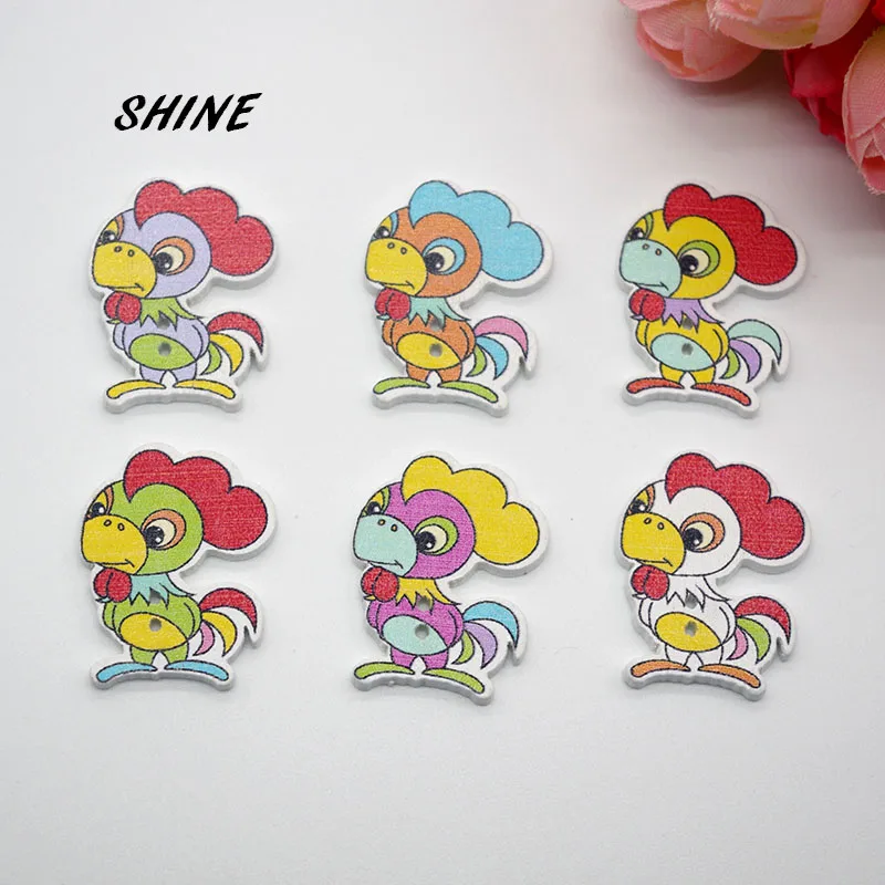 SHINE 12 шт. деревянные швейные пуговицы для скрапбукинга форма петуха 2 отверстия