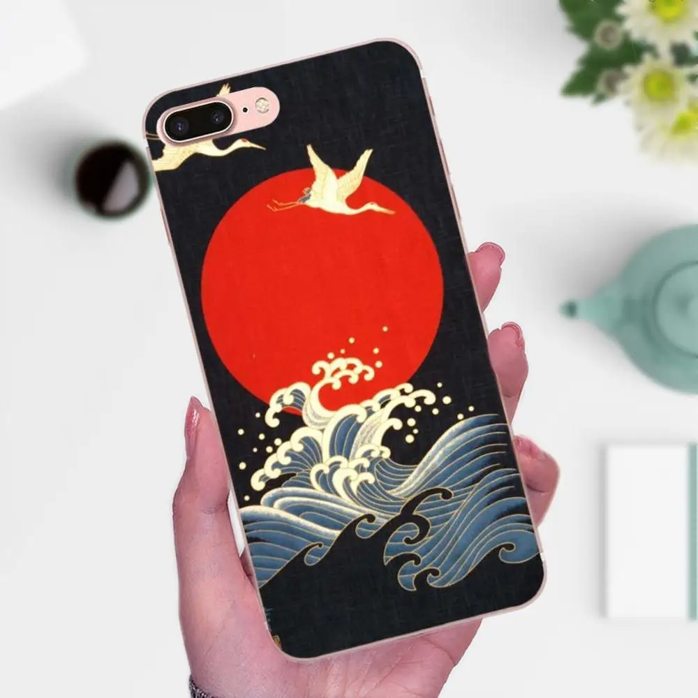 TPU 2017 New Arrival For Xiaomi Mi3 Mi4 Mi4C Mi4i Mi5 Mi 5S 5X 6 6X 8 SE A1 Max Mix 2 Note 3 4 Wave Art Japanese Green Illust | Мобильные