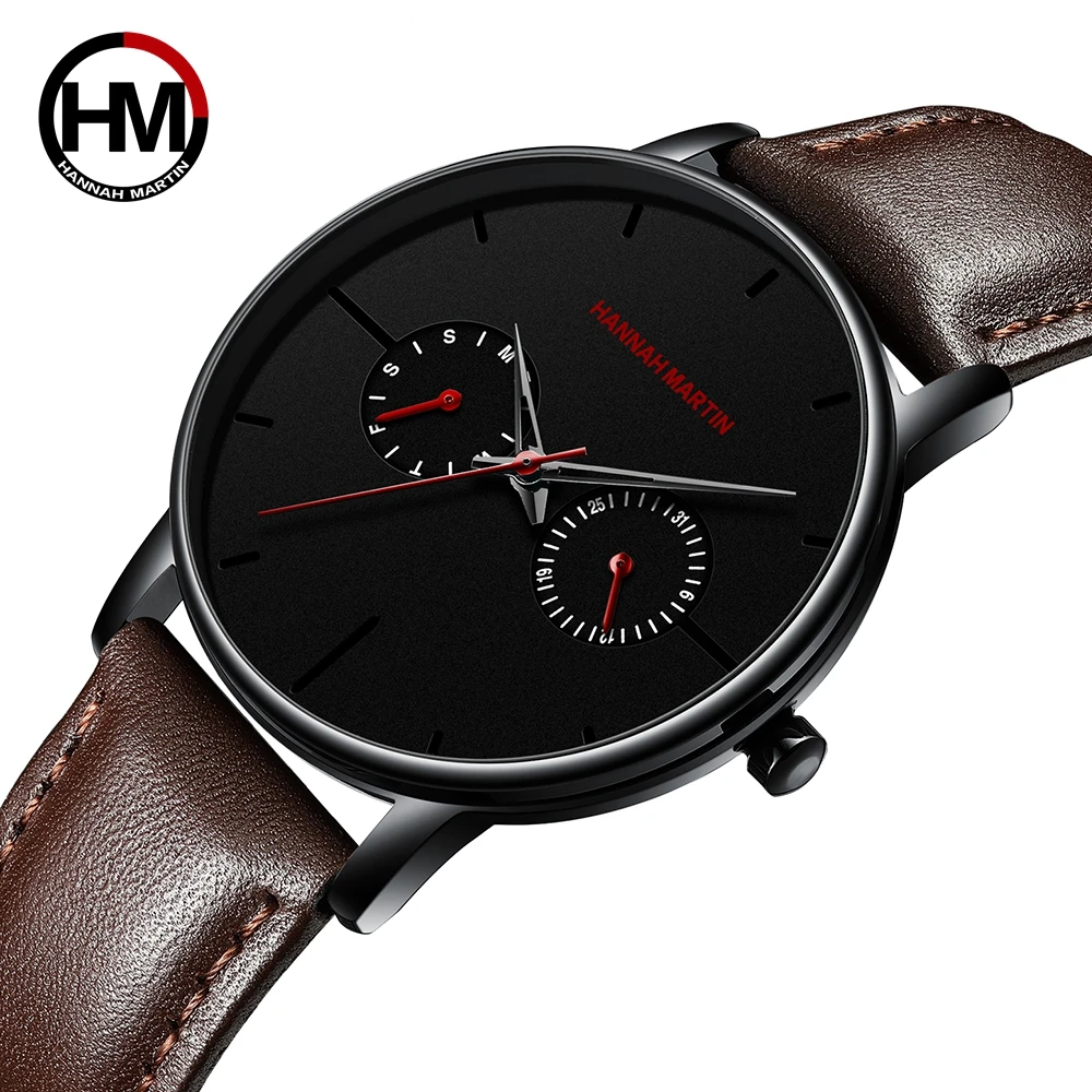 

Hannah Martin Men Watch Fashion Luxury Quartz Watch Men Casual Leather Waterproof Sports Men's Watch Relogio Masculino Relojes
