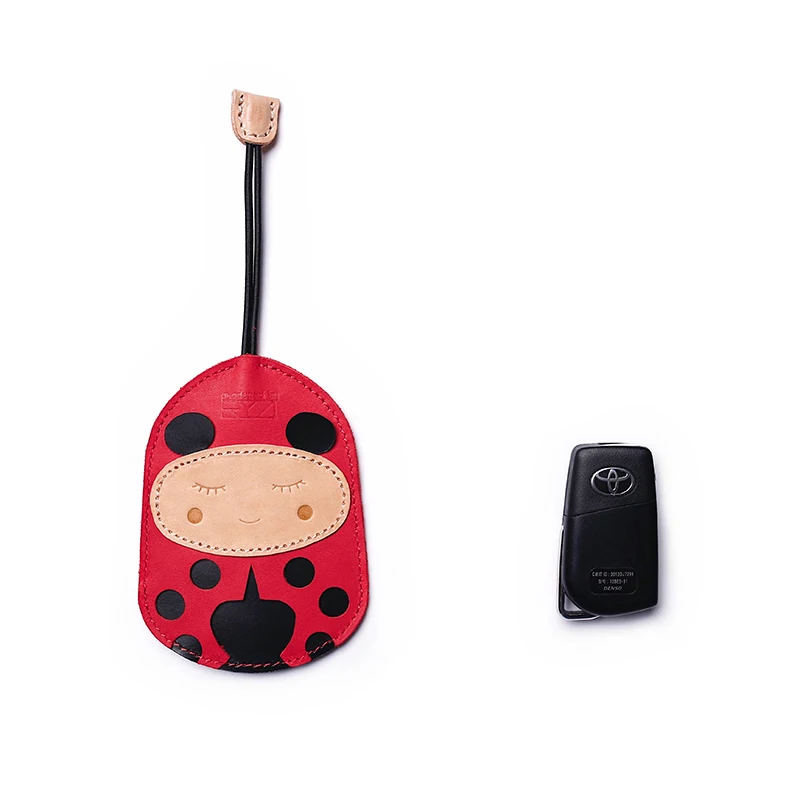 Gathersun Genuine Leather Key Wallet Cute Animal Shape Car Key Pouch with Elastic Wrist Band Ladies Leather Home Keys Holder