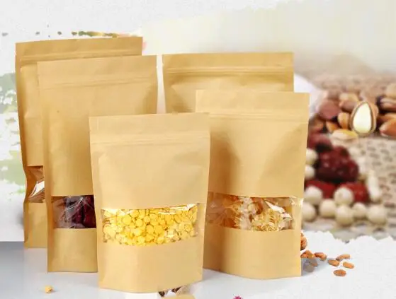 

14*20cm Brown Kraft Paper Aluminum Foil Valve Zipper Retail Package Pack Bag Zip Lock Bag Retail Food Storage Packaging Bags