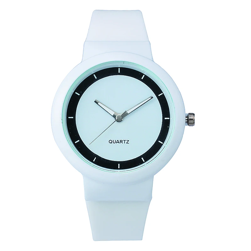Простой Стиль Классические Силиконовые Студенческие Кварцевые часы Женские