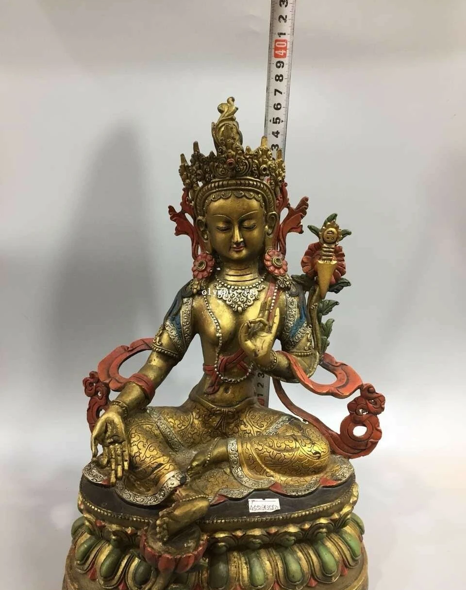 14'' bronze copper gold silver carved buddhism Avalokitesvara White tara statue | Дом и сад