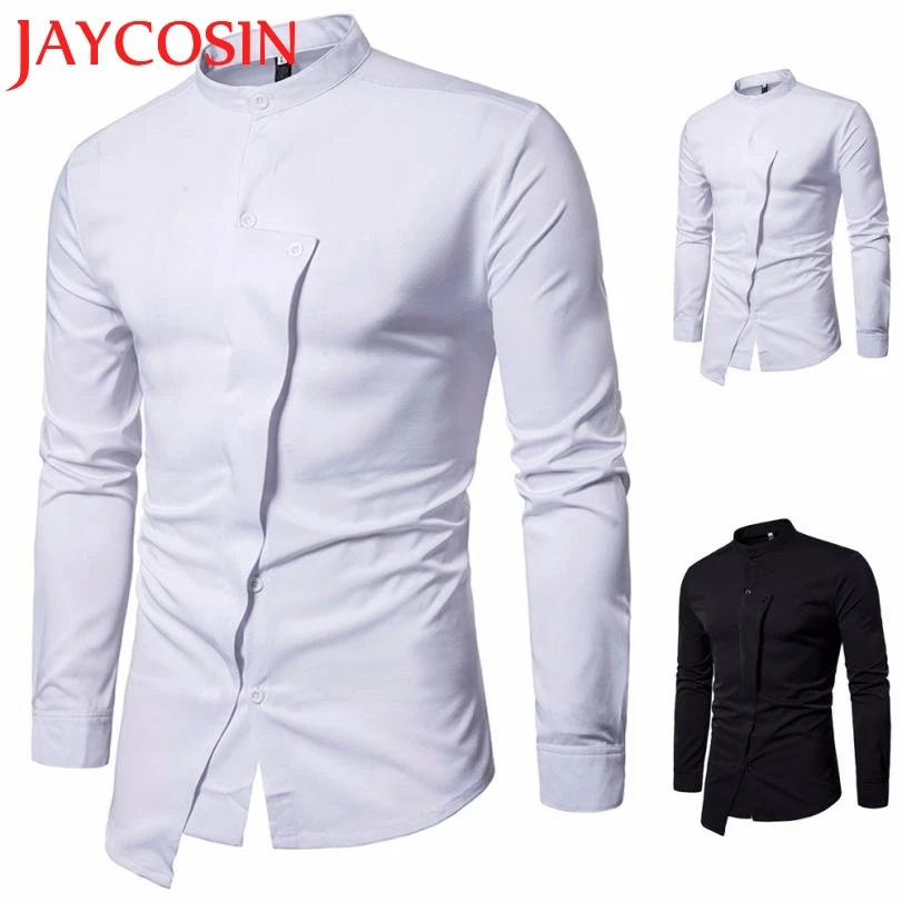 Jaycosin новые высокие мужские рубашки облегающие однотонные повседневные на