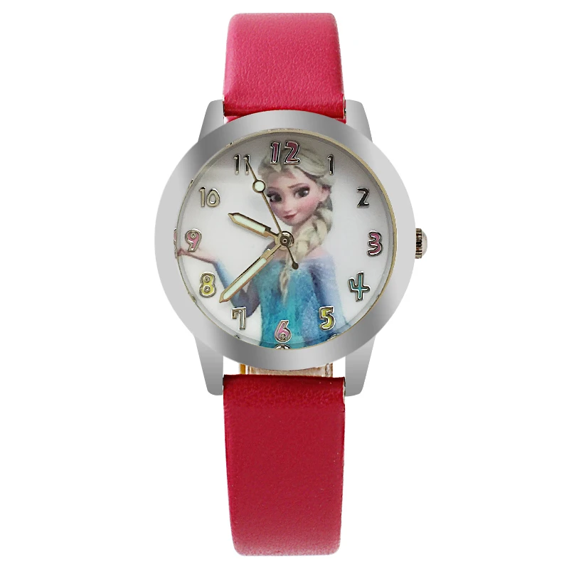 Rose red Модный бренд милые детские кварцевые часы для девочек кожаный браслет Мультяшные наручные часы Montre Regarder горячая распродажа - Цвет: Rose red