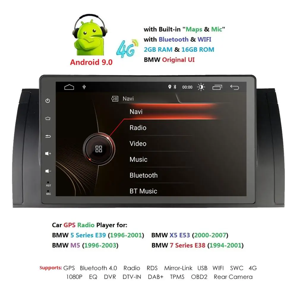 9 дюймов 1024x600 HD сенсорный экран 1 din Android 0 Автомобильный мультимедийный Радио
