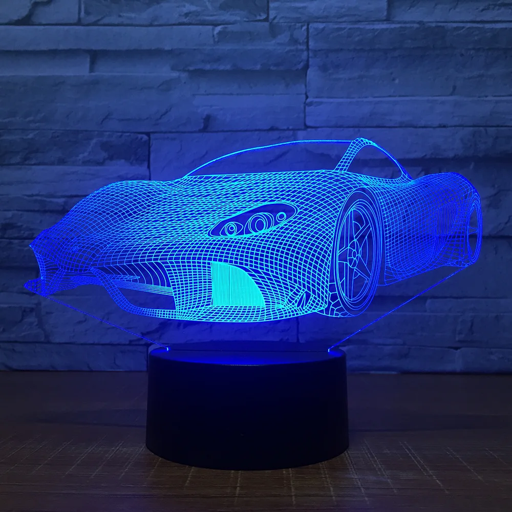Спортивный 3D Автомобильный светодиодный светильник 7 цветов сенсорное
