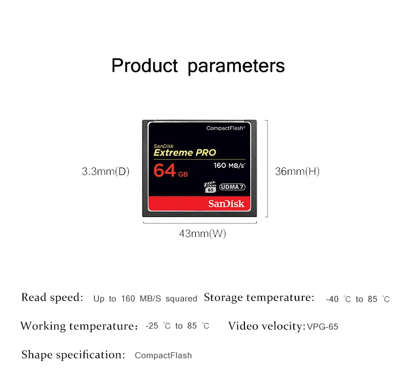 Оригинальная карта памяти SanDisk Extreme Pro 32 Гб 64 Гб 128 ГБ компактная флеш-карта UDMA 7 высокоскоростная карта CF 160 Мб/с для HD камеры