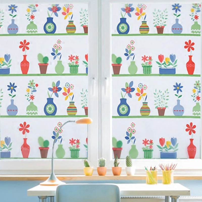 45*200 см милый цветок витражная пленка декоративная уединение Туалетная оконная