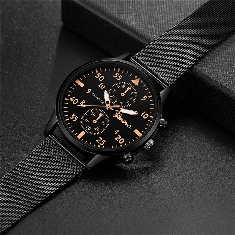 

New Military Army Watch Simple Black Mesh Stainless Steel Strap Men WristWatches Sport Watch Blue Dial Watch Casual Quartz Clock
