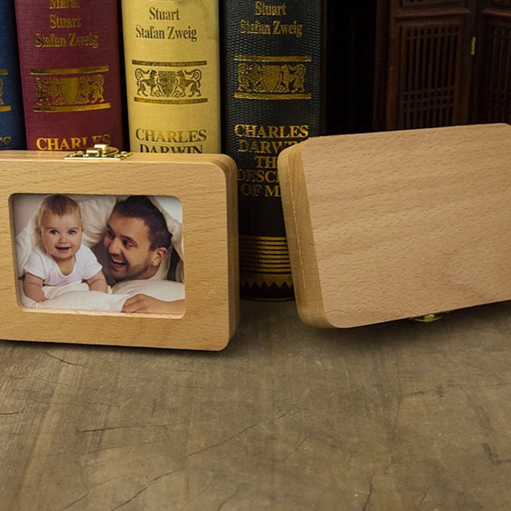 Детская фоторамка коробка для зубов органайзер хранения деревянная детей с