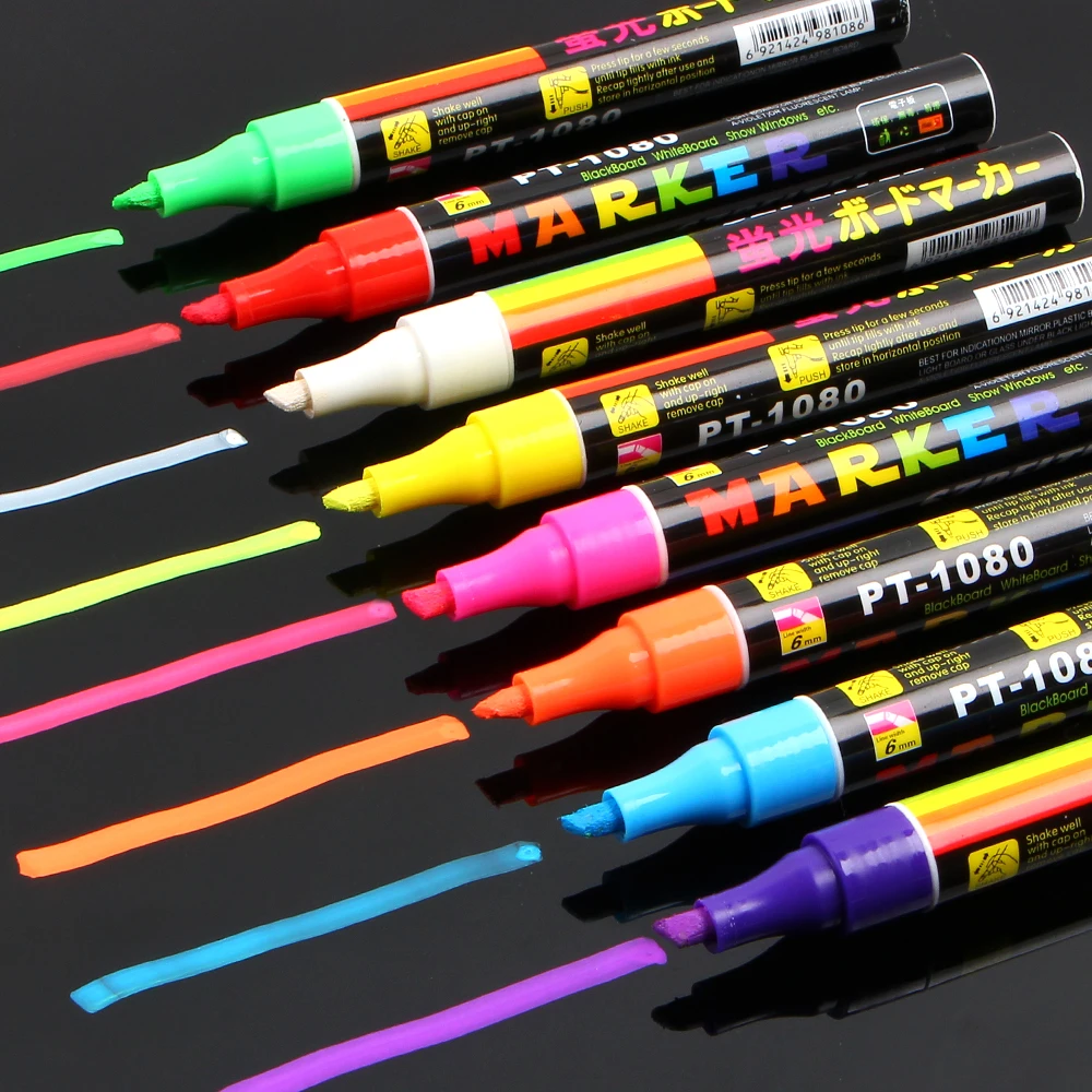 Флуоресцентная ручка со стираемым наклонным маркером 8 цветов|fluorescent pen|liquid chalk