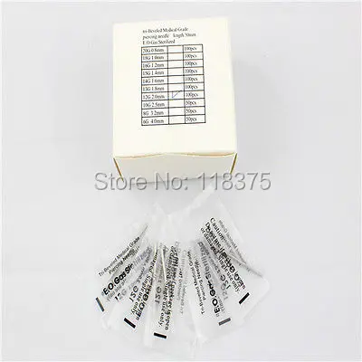Бесплатная доставка Pro 100 шт./лот стерильная ассорти размер пирсинг иглы разных
