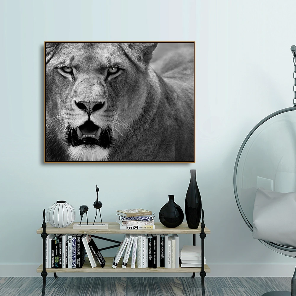 

Canvas Painting Calligraphy Lion Natural Realist Animals Canvas Prints Home Decoration Wall Art Pictures For Living Room Bedroom