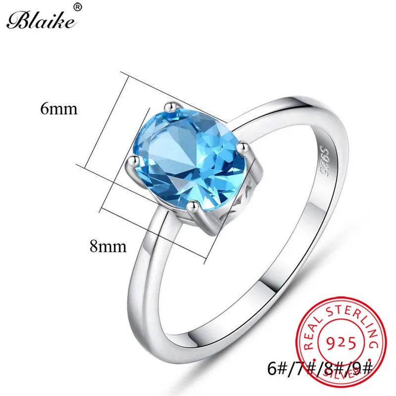 Обручальные кольца Blaike с голубым топазом для женщин из стерлингового серебра 925