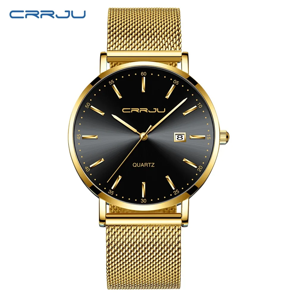 gold black CRRJU Роскошные модные женские часы-браслет женские повседневные водонепроницаемые кварцевые ЖЕНСКИЕ НАРЯДНЫЕ часы подарок часы для влюбленных relogio feminino - Color: gold black