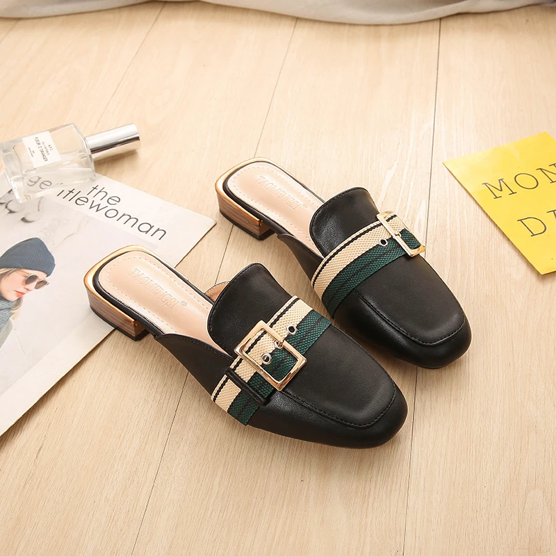 Женские туфли на низком каблуке повседневные шлепанцы большого размера с