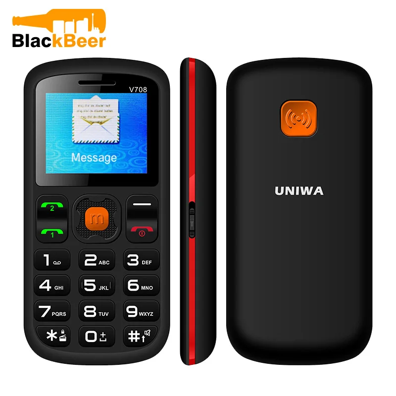 UNIWA V708 мобильного телефона большая кнопка sos зарядным устройством старика