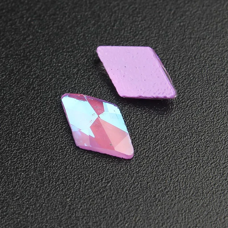 8.Purple Rhombus 30 шт/партия ромб 6x10 мм плоская задняя смола без горячей фиксации 10 мокко цвета ромб стразы с плоской обратной поверхностью 3D драгоценные камни для дизайна ногтей - Цвет: 8.Purple Rhombus