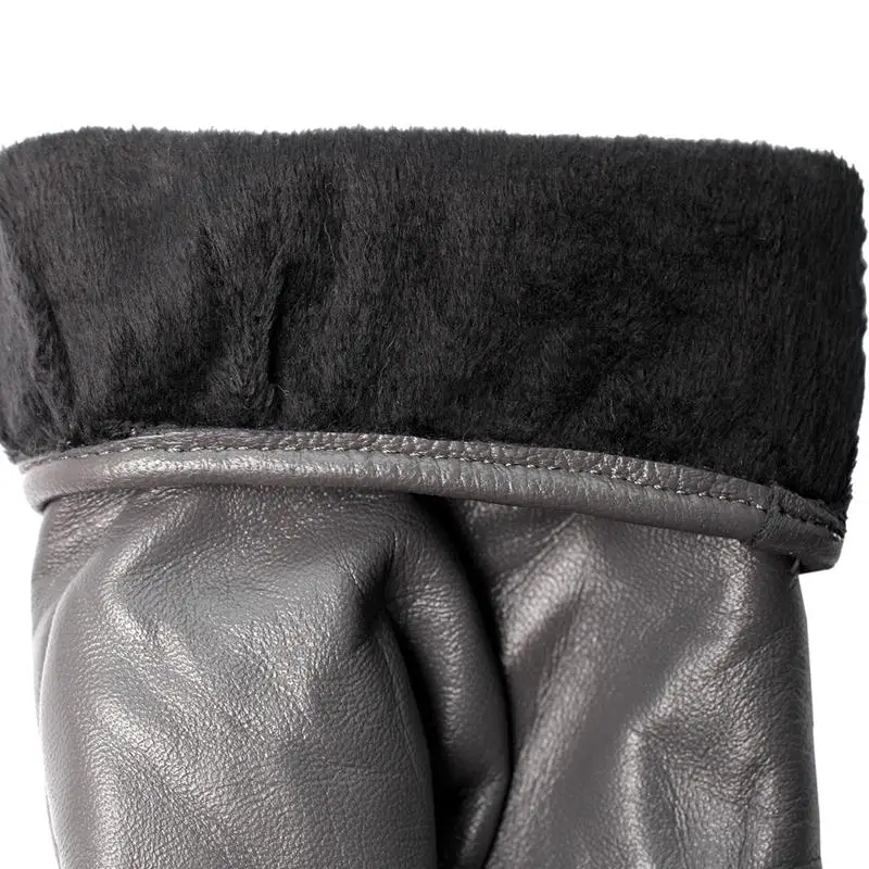 Светло серая кожа женщин перчатки Цветочный Натуральная Кожа серый клетчатый