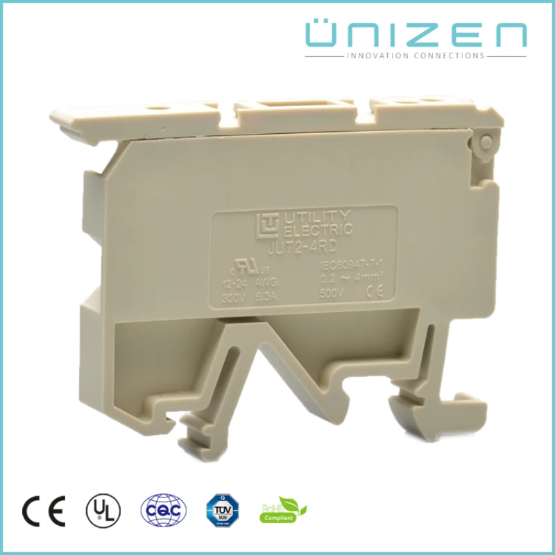 UNIZEN 30 шт. JUT2-4RD соединители на din-рейке предохранитель провода Клеммная колодка
