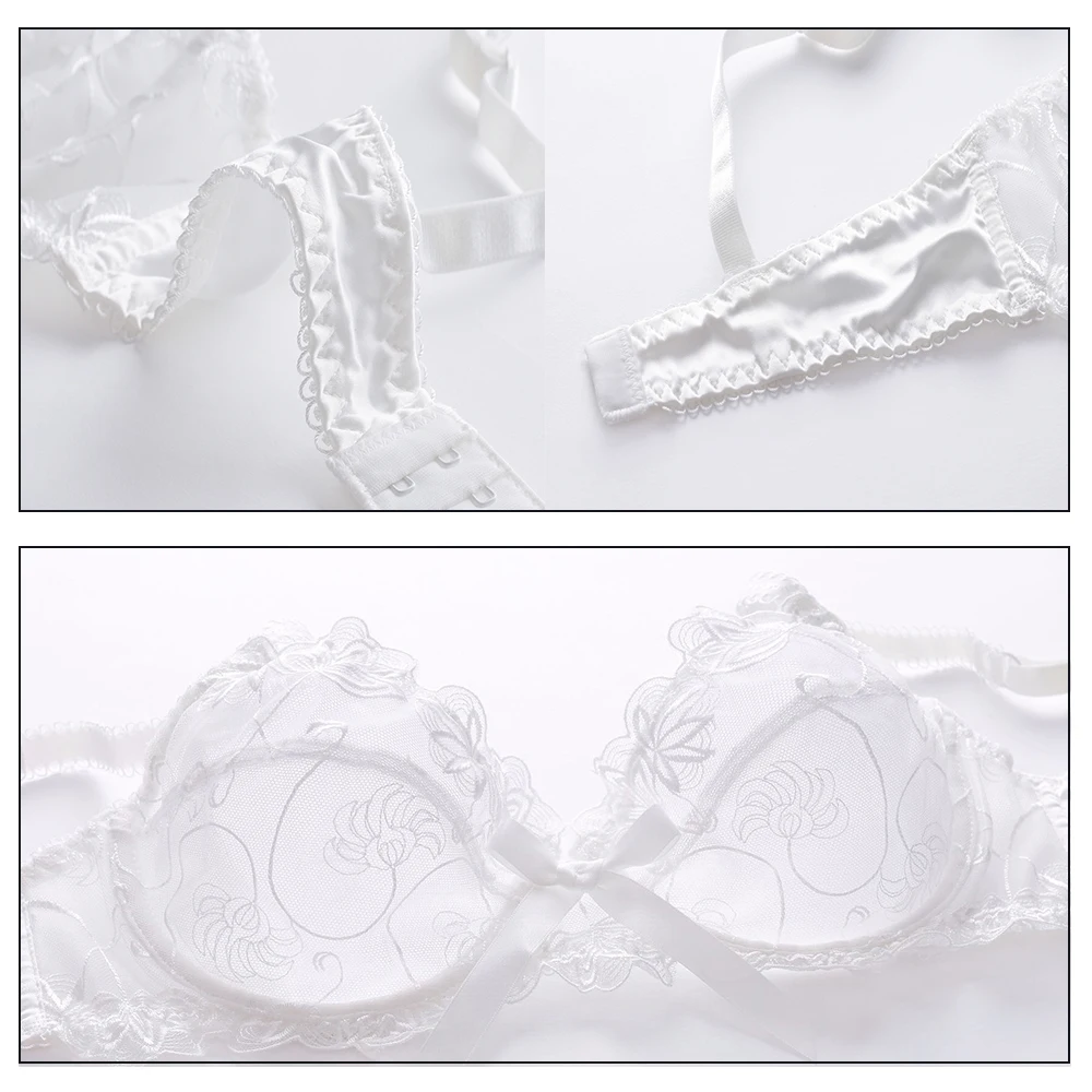 Girls Underwear Underwire Ultra-Thin Transparent Embroidery Breathable Sexy Ladies Bra Set Women'S Intimates | Женская одежда