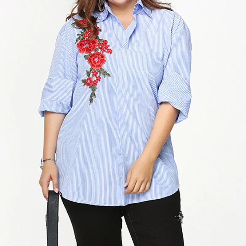 Женская рубашка в полоску Valink свободная с длинными рукавами и отложным