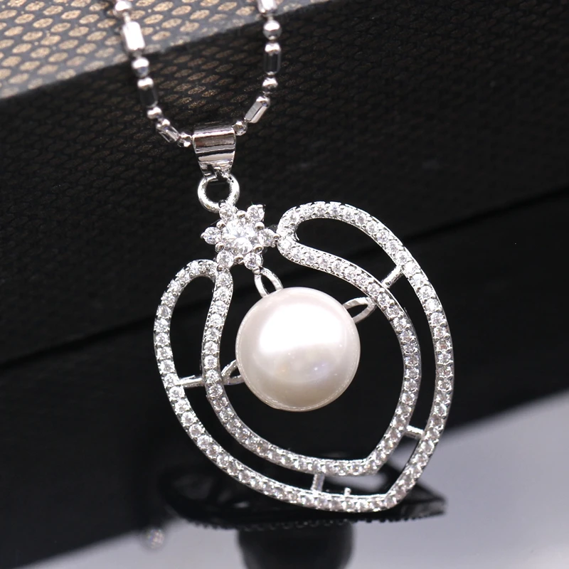 Элегантность изысканные кулон милый перлы сердца с циркон платины покрытием для