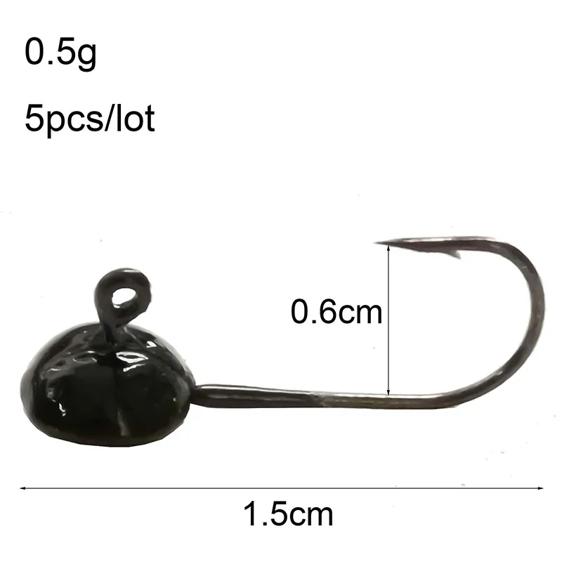 0.5g-black 5 шт./лот, мини-лобзик с открытым свинцом, 0,5 г, 0,7 г, 1,1 г, колючий крючок, Мягкая приманка, Вибрационный крючок, зимний ледяной рыболовный крючок, рыболовные снасти - Цвет: 0.5g-black