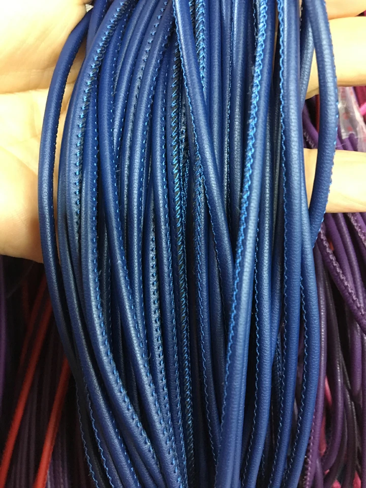 3MM Round Nappa Stitched Leather Cord High Quality Premium Royal Blue | Украшения и аксессуары